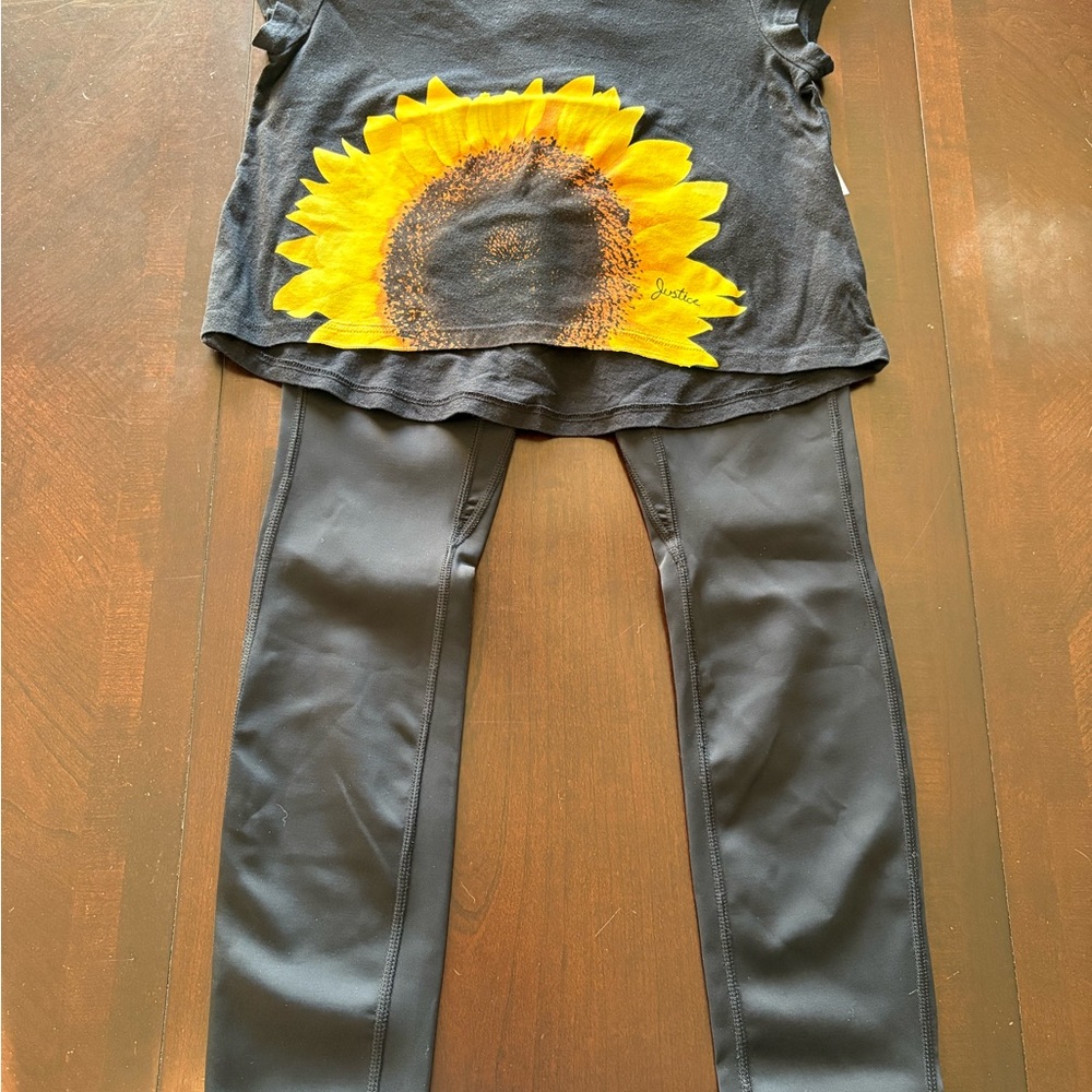 Black Sunflower Print T-Shirt and Pants Set - Picture 2 of 10